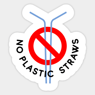 No Plastic Straws Sticker